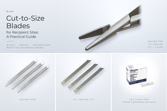 Cut-to-size blades for recipient sites: blade holder, square-end and 45-degree CTS blades, Personna single-edge prep blades